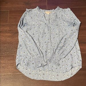 LOFT Light Blue Floral Blouse